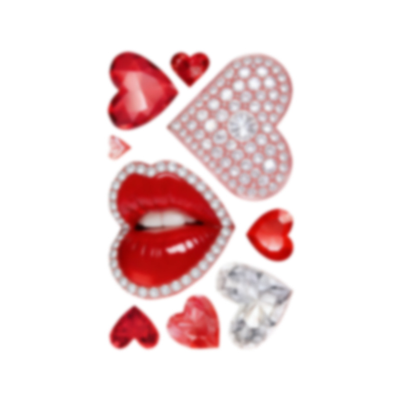 Labios rojos, piedras preciosas de amor, decoración del día de San valentín, pegatinas de puertas de vidrio electrostáticas, fiesta del festival, diseño de tiendas rosas y blancas image 6