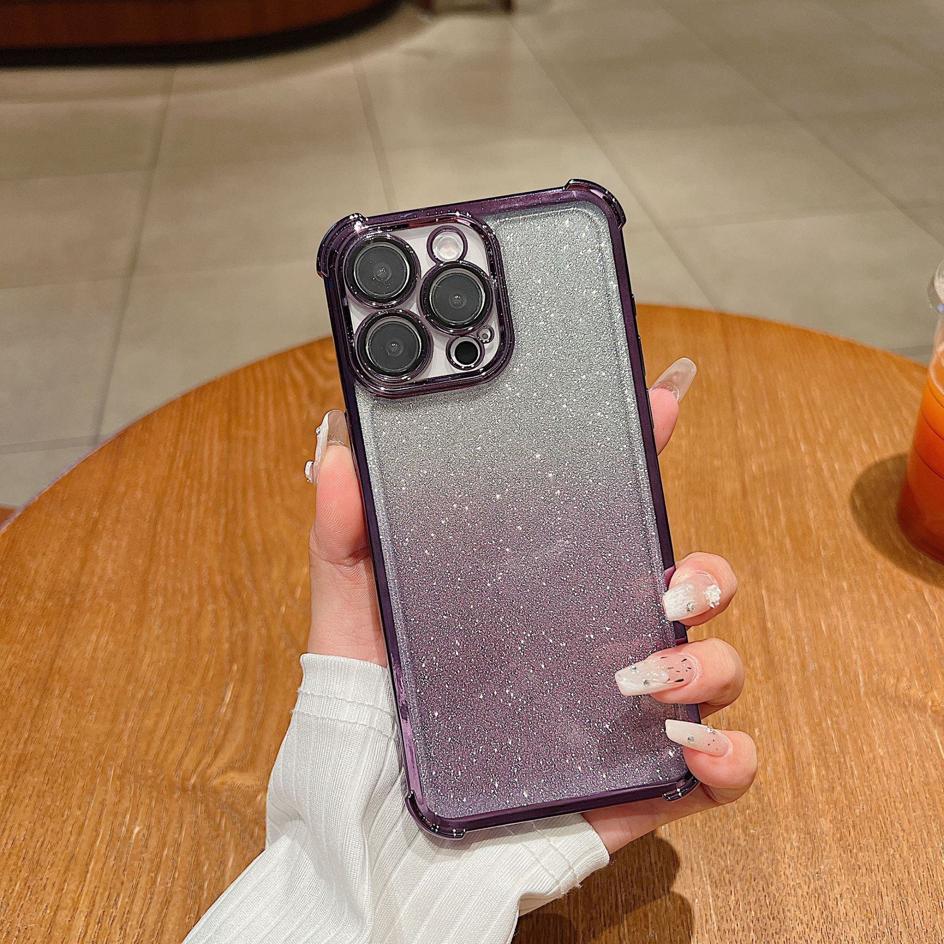 Glitter Protective Phone Case For Iphone With Transparent Lens Film_voghion.com