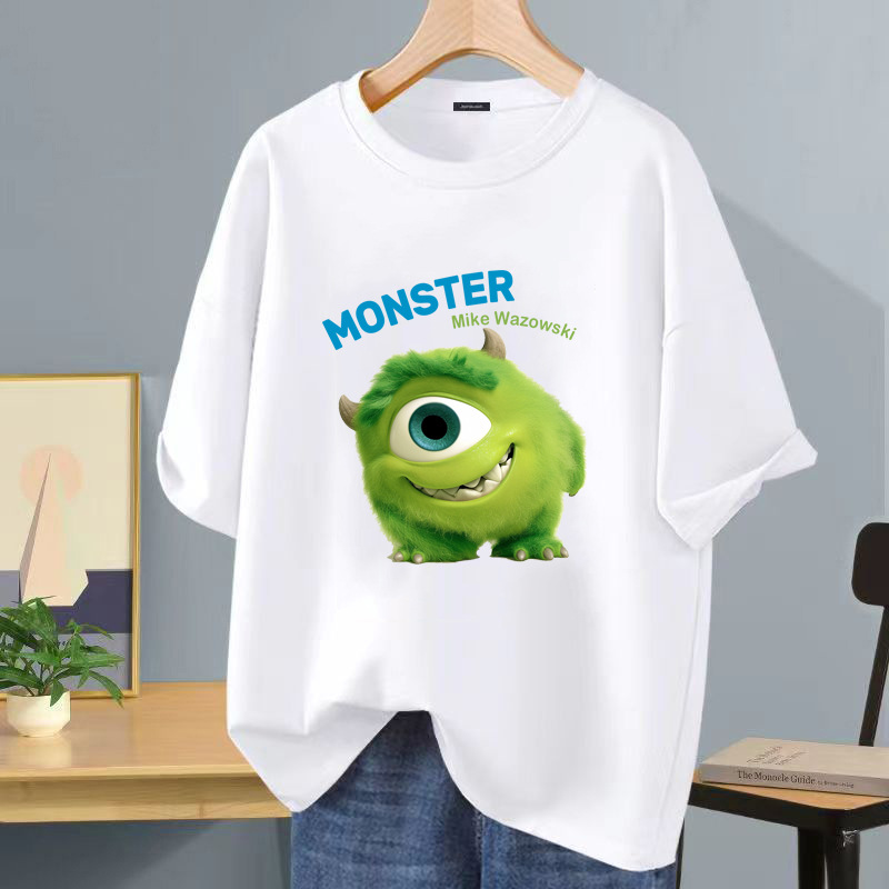 Camiseta de manga corta blanca de seda de hielo, logotipo impreso, ropa de clase, ropa de trabajo de bricolaje, camiseta de cuello redondo, manga corta impresa