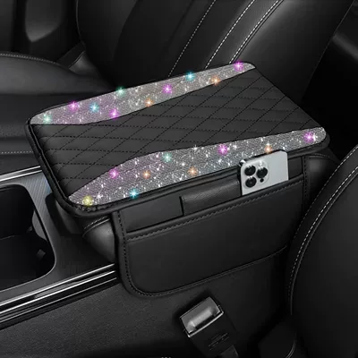 Car diamond-embellished armrest box Armrest box pad - colored-diamond-diamond-shape