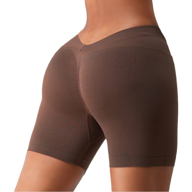 Transfronterizos europeos y americanos sin fisuras de tres puntos pantalones cortos deportivos de melocotón de las mujeres levantamiento de cadera correr apretado fitness deportes pantalones cortos de yoga