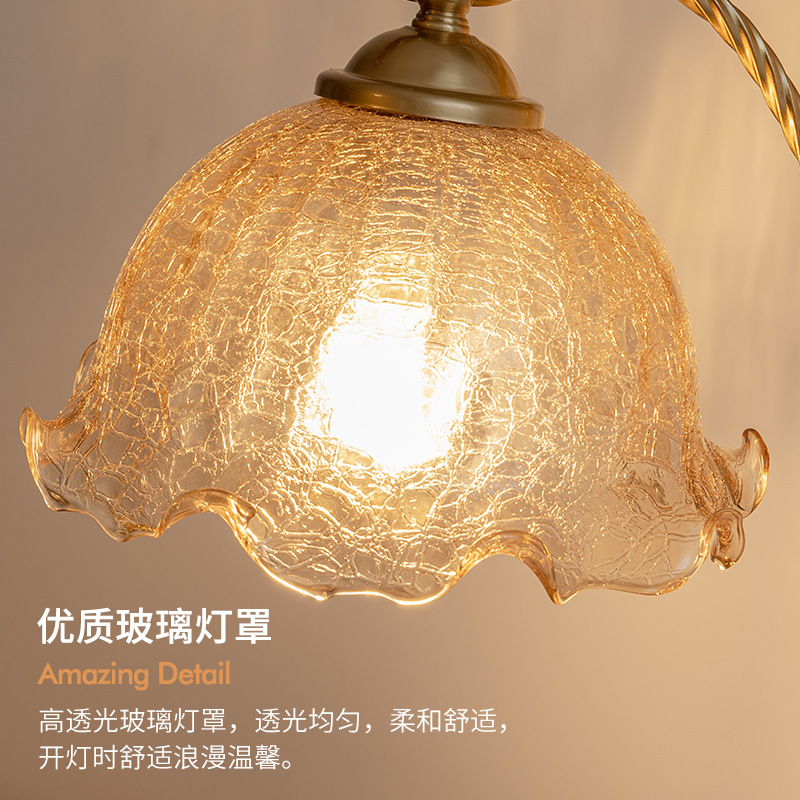 Francés retro dormitorio lámpara de mesa de estudio de vidrio decorativo lámpara de mesa B & B atmósfera boda larga lámpara de mesa de noche lámpara