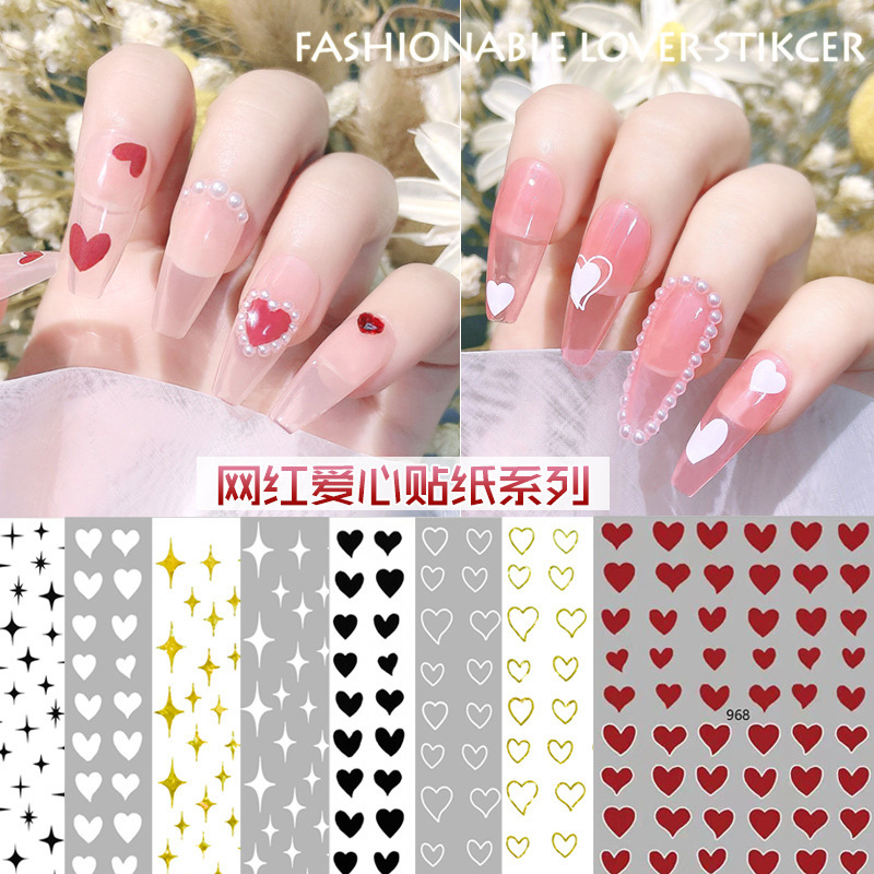 New Internet Celebrity Love Stickers Small Fresh Nail Art Accessories White Star Mango with Adhesive Nail Decals Wholesale New Internet Celebrity Love Stickers Small Fresh Nail Art Accessories White Star Mango with Adhesive Nail Decals Wholesale