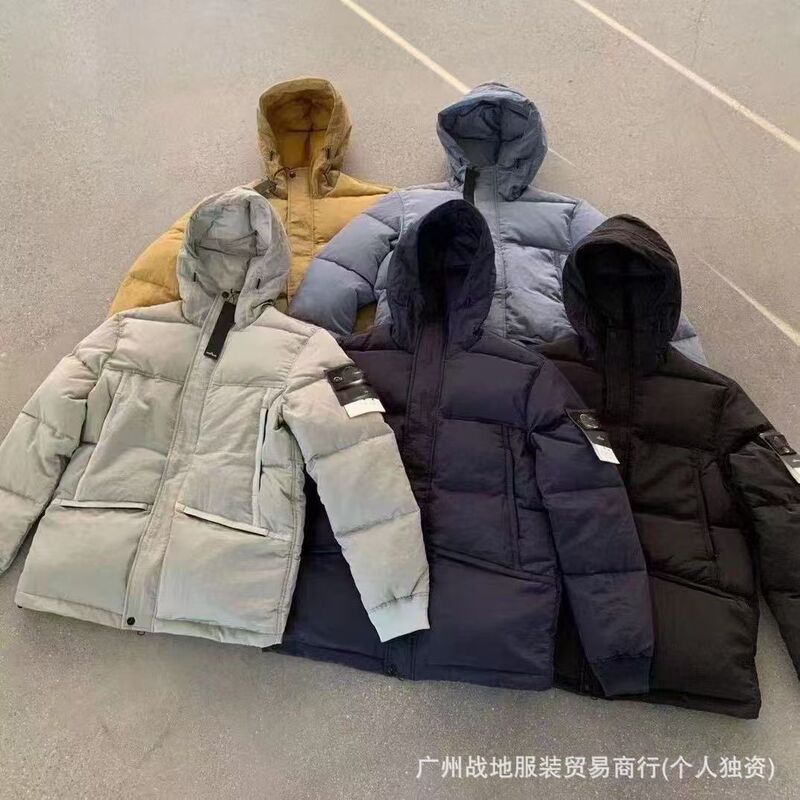 跨境高版本石头罗盘金属色男装加厚羽绒棉服男女拉链宽松百搭外套|undefined
