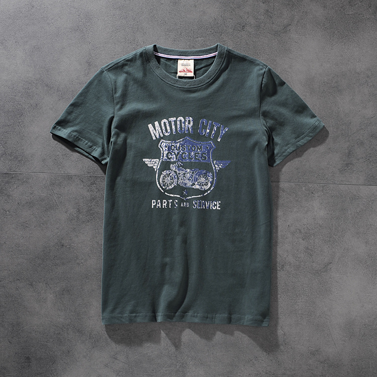 Modern banner American retro wash hair original print men's round collar short-sleeved T-shirt half-sleeve M618 25 Modern banner American retro wash hair original print men's round collar short-sleeved T-shirt half-sleeve M618 23