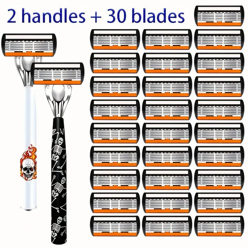 6-Layer Blade Men's Manual Razor Stainless Steel Blade Razor Sharp Shaving Cross-Border Hot-Selling Pattern