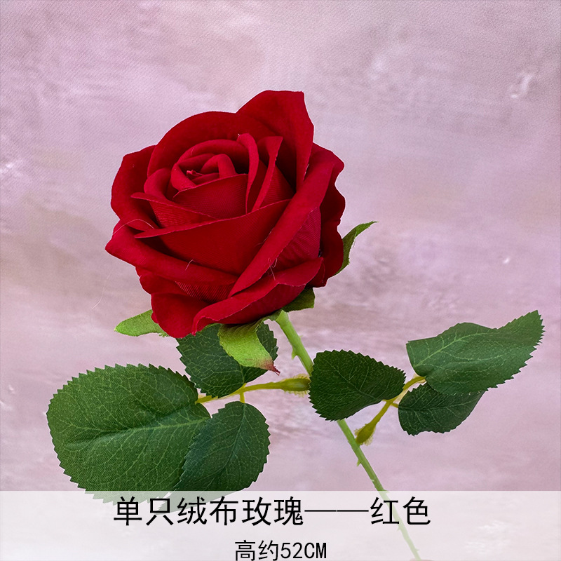 Artificial Rosa sola franela Rosa flor artificial boda decoración del hotel decoración del hogar arreglo de flores flor artificial Rose