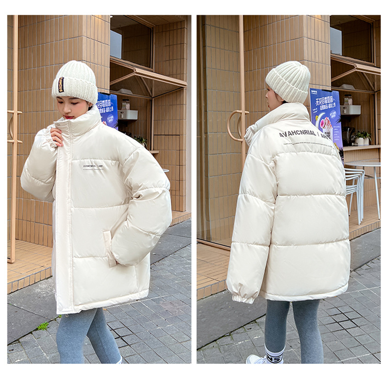 Women's Down Coat Mid Length Standing Collar Thickened Bread Style_voghion.com
