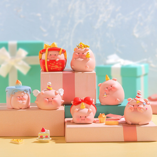 Pig You Happy Duck Blind Box Doll Figure Resin Ornament Creative Cartoon Pig Desktop Decoration Birthday Gift