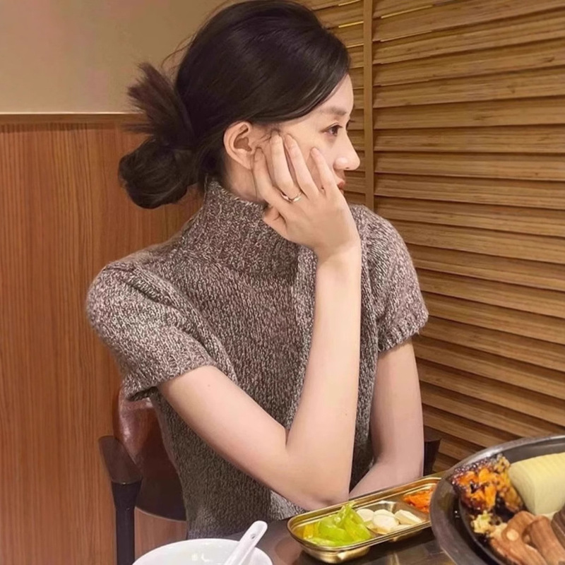 Factory Direct Supply Turtleneck Short-Sleeve Knit Sweater Basic Versatile Sweater Autumn and Winter New Style Slightly Breathable Fabric Inner Wear