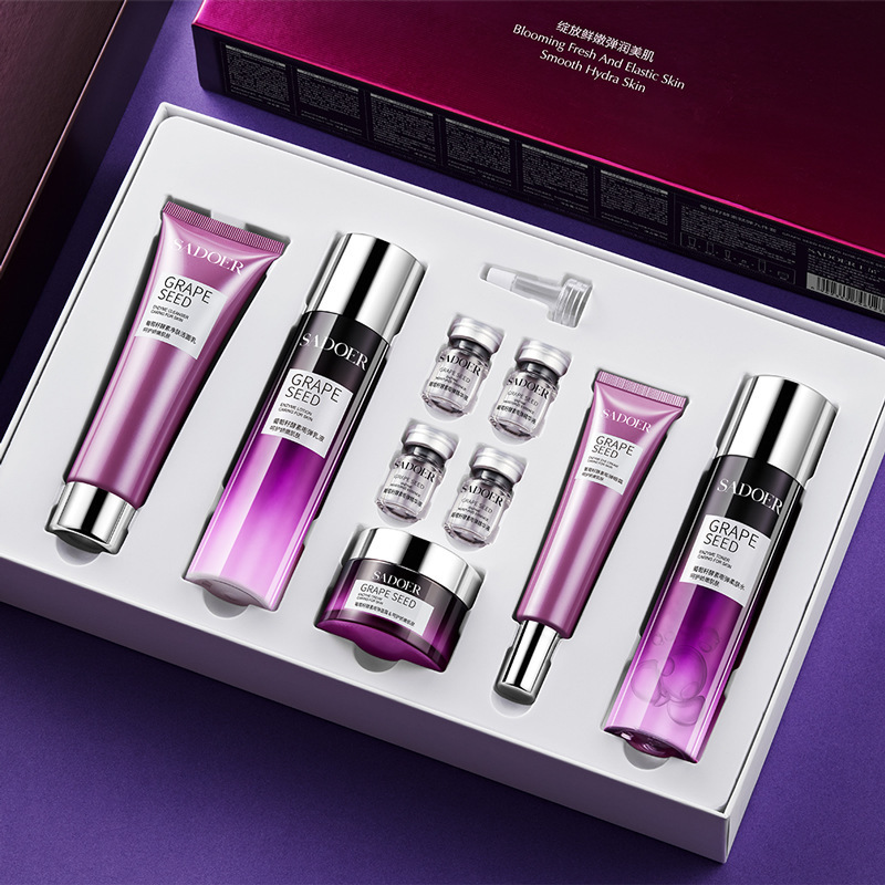 On the flower grape seed enzyme luxury moisturizing nine-piece set moisturizing skin care suit manufacturers wholesale