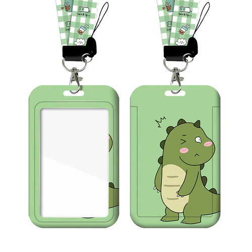 Little dinosaur cartoon card holder bus card student pick-up card meal card access control card holder work permit holder factory direct sale