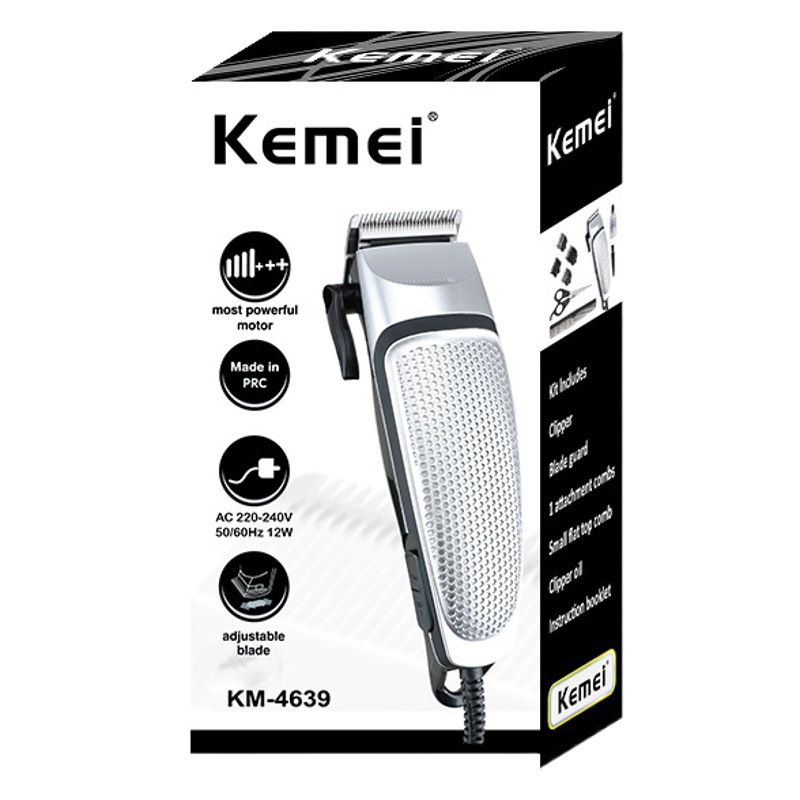 Cortadora de Pelo Kemei, Recortadora de Pelo Eléctrica, Máquina de Corte de Pelo Eléctrica, Cortadora de Pelo con Cabezal de Aceite Enchufable, KM-4639