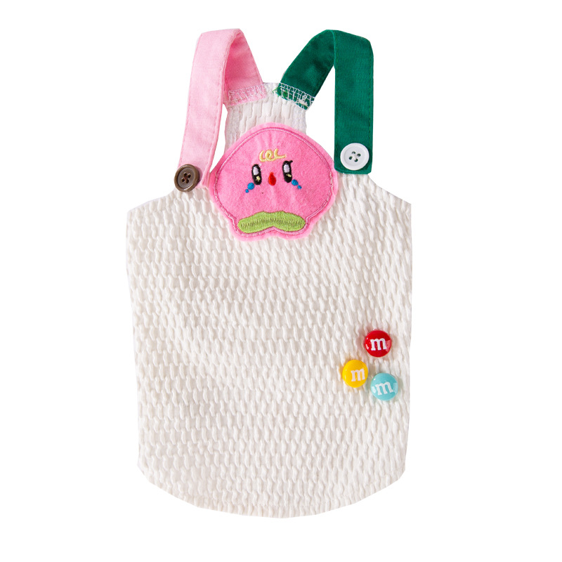 Serie de parches de frutas simples de color sólido tirantes perro pequeño bichon chaleco de peluche perro mascota de verano ropa para perros