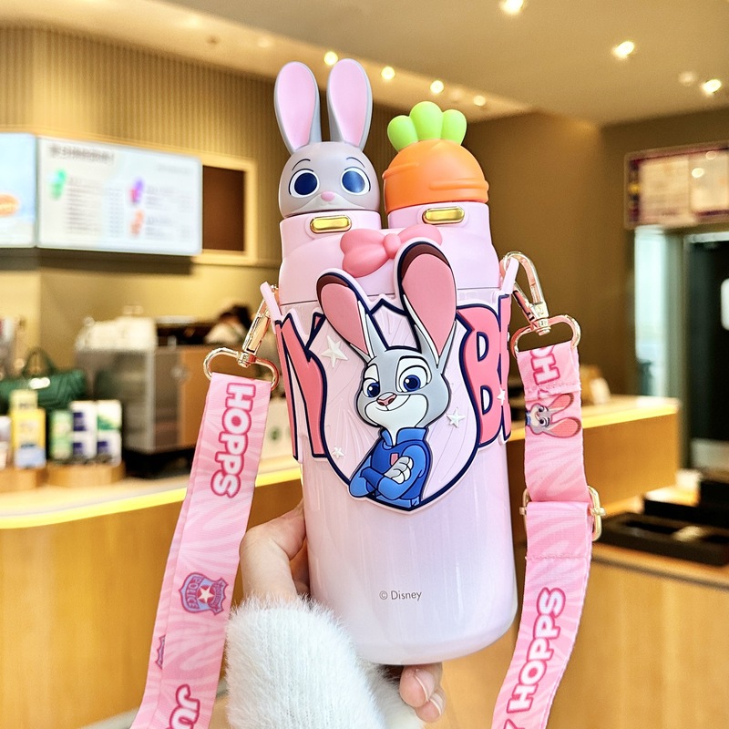 朱迪尼克卡通双饮保温杯316不锈钢便携吸管杯小学生上学儿童水杯|undefined