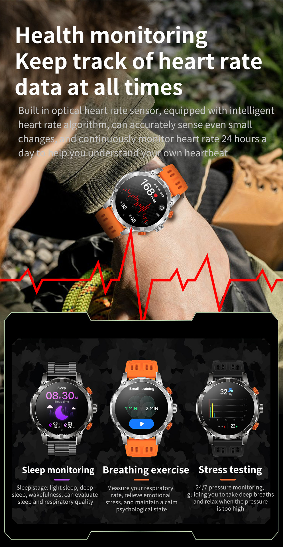Smartwatch Für Herren Mit Bluetooth-anruf Und Herzfrequenzmesser_voghion.com