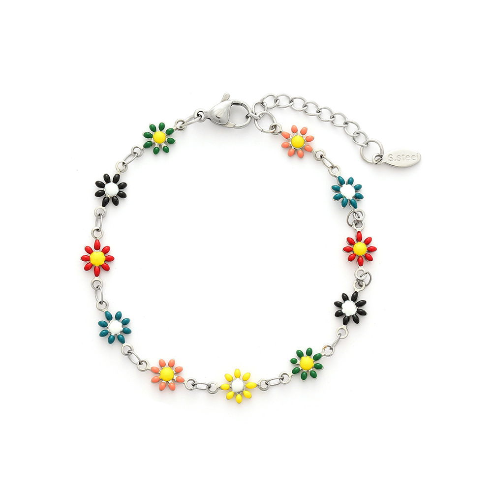 Cute Flower Stainless Steel 18K Gold Plated None Bracelets In Bulk display picture 2