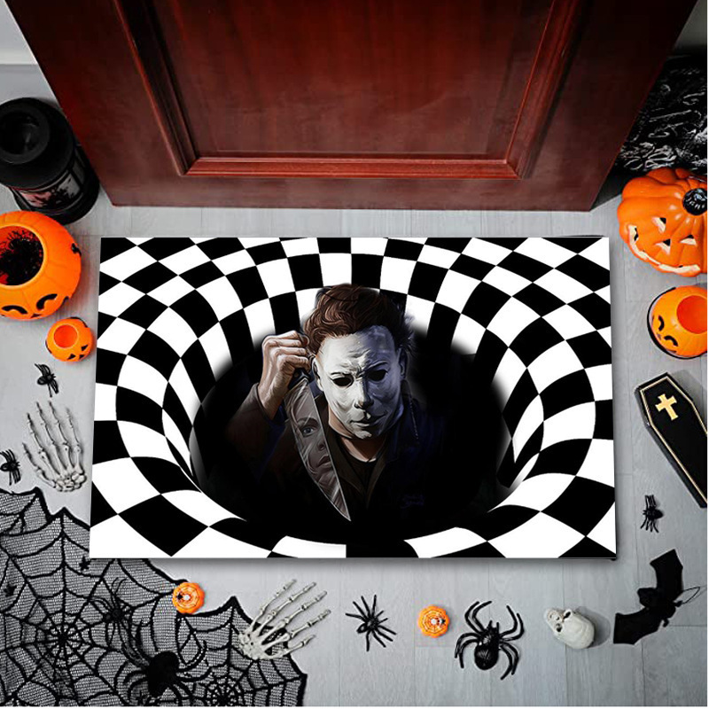 アマゾン工場のハロウィンの透かし彫りの装飾のじゅうたんの3d視覚の立体的なマットの玄関の家の入り口の足のマットの卸売り|undefined