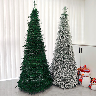 New Christmas Decorations Flocked Falling Snow Pvc Artificial Retractable Foldableing Christmas Tree Home Shopping Mall Decorations