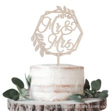 Mr&Mrs蛋糕装饰木叶花环婚礼订婚新娘送礼生日派对木制花环