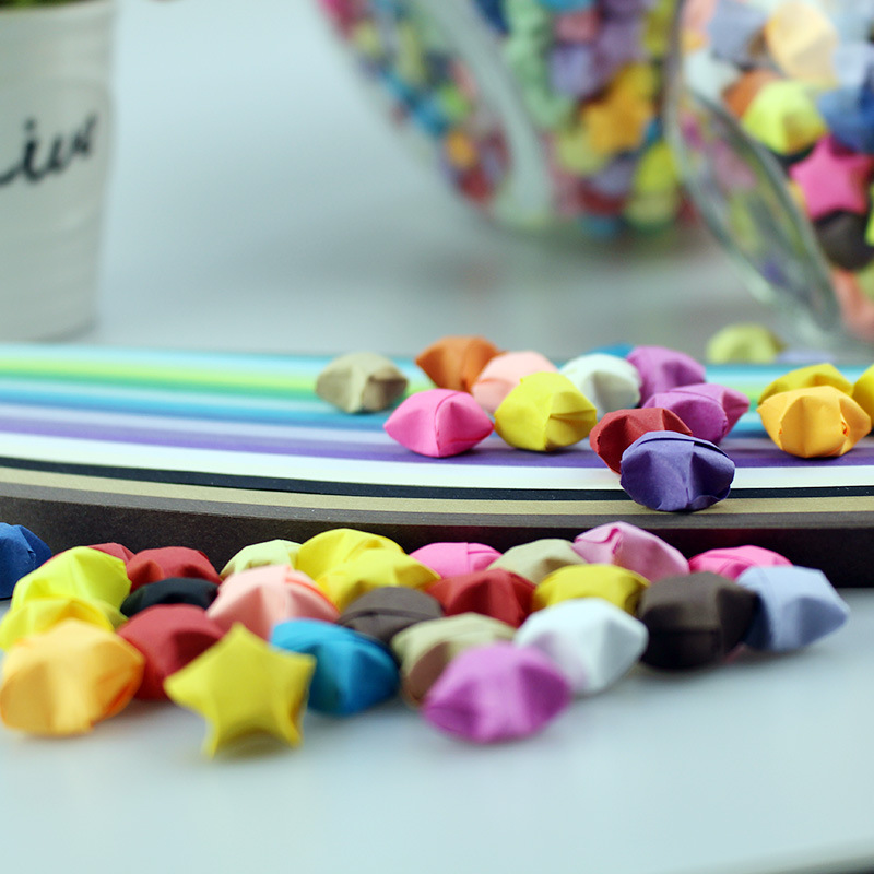Folded finished small star colorful lucky star children's handmade origami folding wishing star birthday gift Christmas