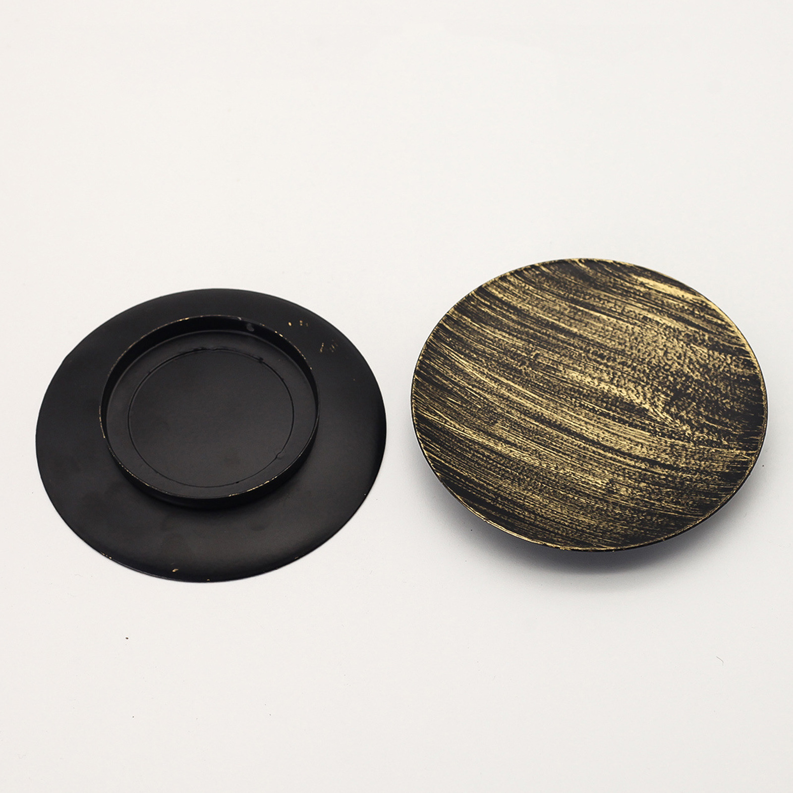 跨境黑色蜡烛托盘酥油灯圆盘铁艺烛台香薰容器金属摆件工艺品家居