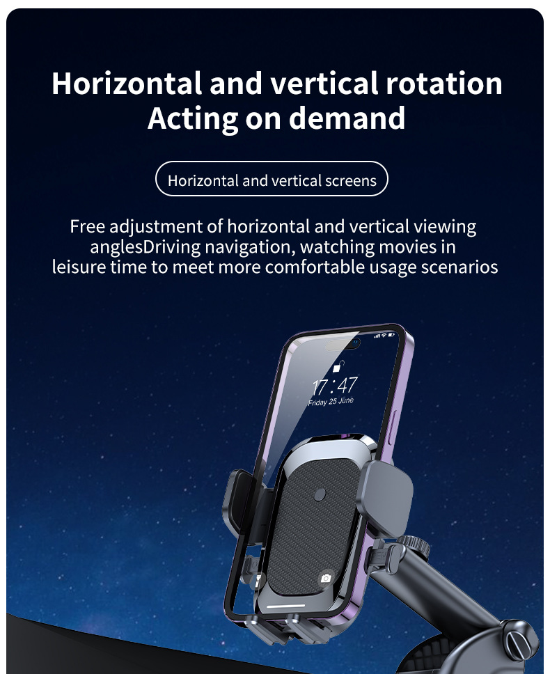 Cross-border hot-selling car mobile phone navigation bracket steam instrument panel suction cup multi-function gravity telescopic mobile phone bracket
