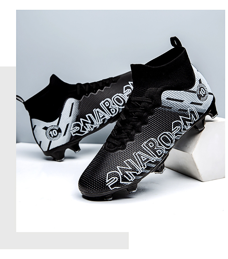 Autumn New High Top Long Men's and Women's Gold School Professional Training Broken Nail Football Shoes_voghion.com