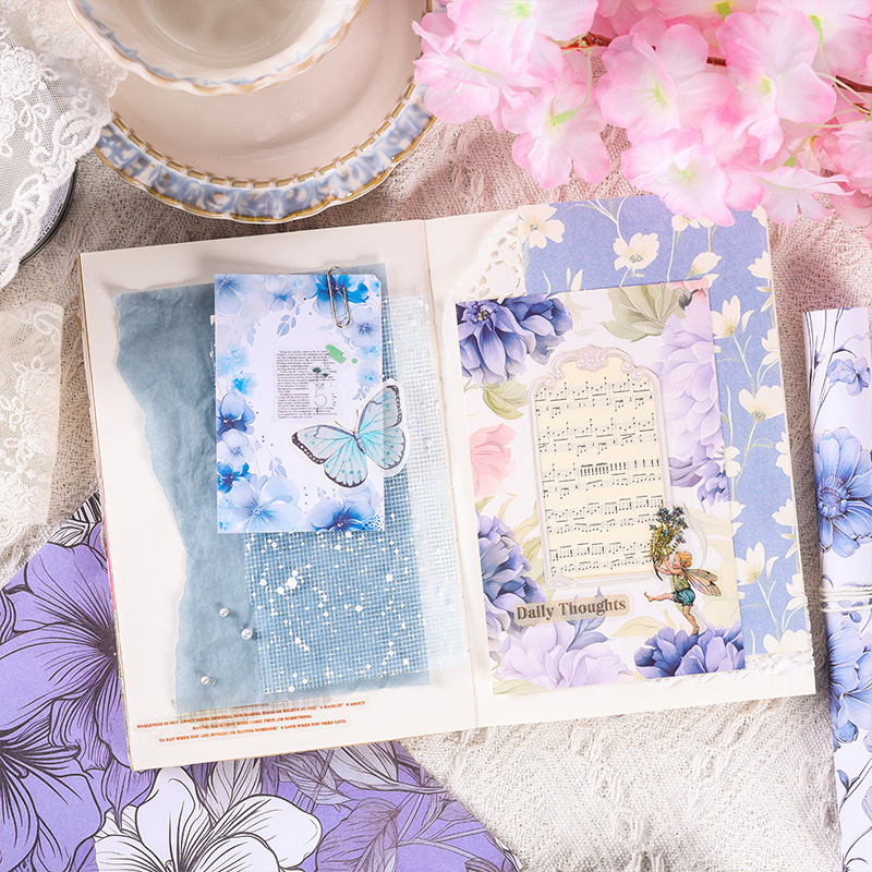 Flor regalo carta serie material pintado a mano bolsa vintage diario pegatinas traje DIY diario decoración base papelería pegatinas