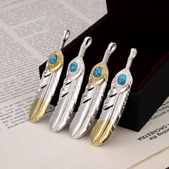 Feather Fashion Pendant Necklace Set with Swarovski S925 Silver Blue Turquoise Unisex Free Combination New Bright Color