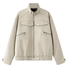 cleanfit卡其色立领工装外套男款秋季美式复古三色飞行夹克棒球服