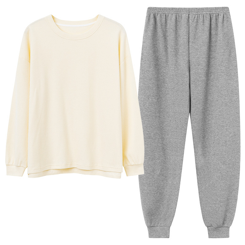 Couple Pajamas Women's Spring and Autumn Waffle Pure Cotton New Arrival Men's Winter Long Sleeve Casual Home Clothes Outwear Suit