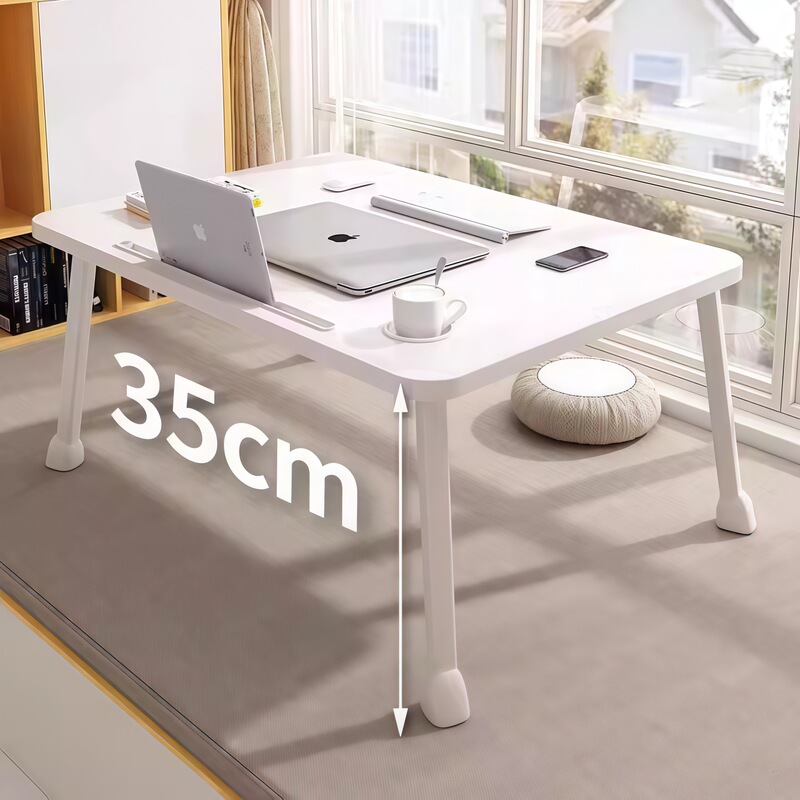 Small Bed Table, Elevated Folding Table for Home Use, Bedroom Office Computer Desk, Student Dormitory Study Desk, Bay Window Table