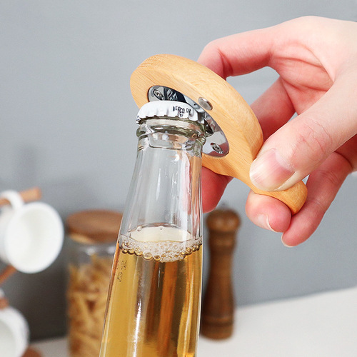 Creative bottle opener, wooden magnet, beverage beer bottle opener, customizable logo, home portable magnetic refrigerator magnet