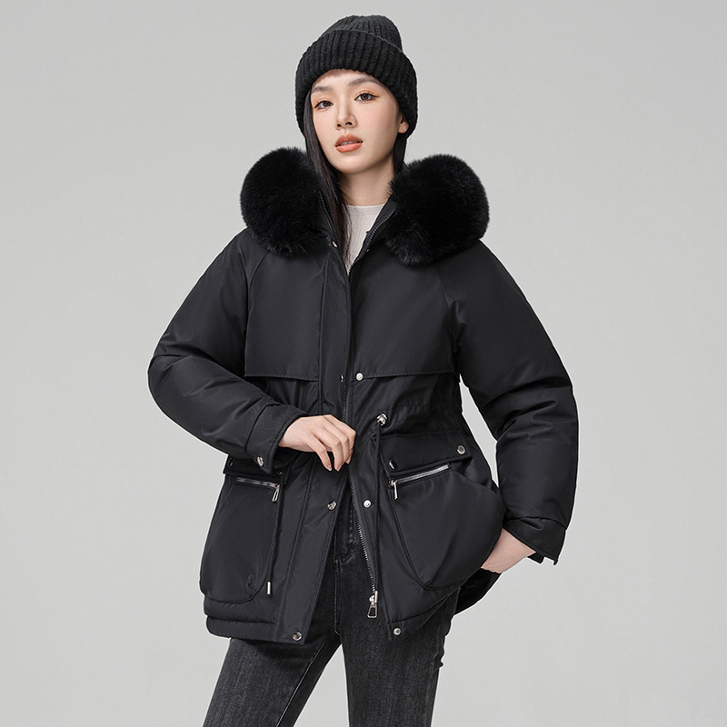 Pike wear mujer invierno 2024 nueva chaqueta de algodón de plumón fino de moda salvaje más chaqueta de piel gruesa de terciopelo