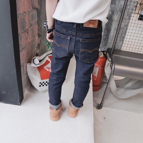 Children's Spring and Autumn Season  Slim Fit Korean Style Denim Pants for Boys Children Small Feet Pants Tailored Baby Pencil Pants
