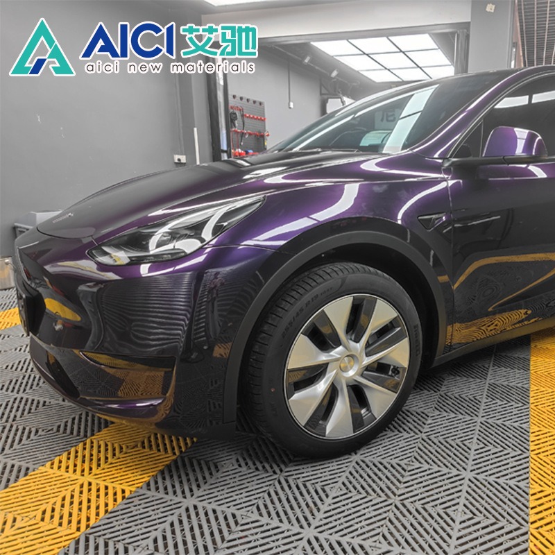 TPU metal midnight purple deep black-purple gradient color-changing film, heat-cured, resistant to stone impacts, easy to apply, and prevents edge lifting