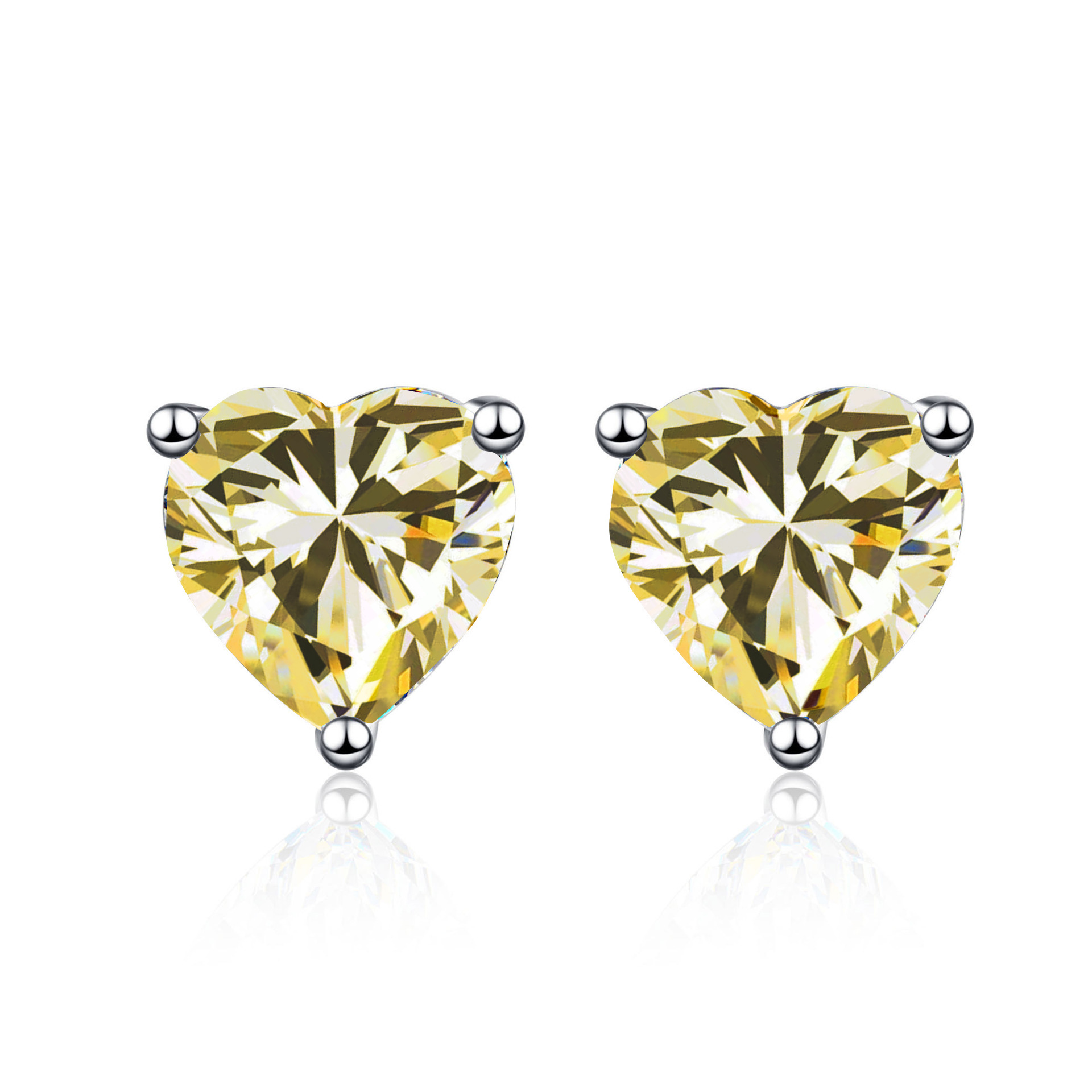 Multicolor de importación de moissanita en forma de corazón 1CT2CT plata esterlina simple moissanita en forma de corazón pendientes de diamante clásicos pendientes