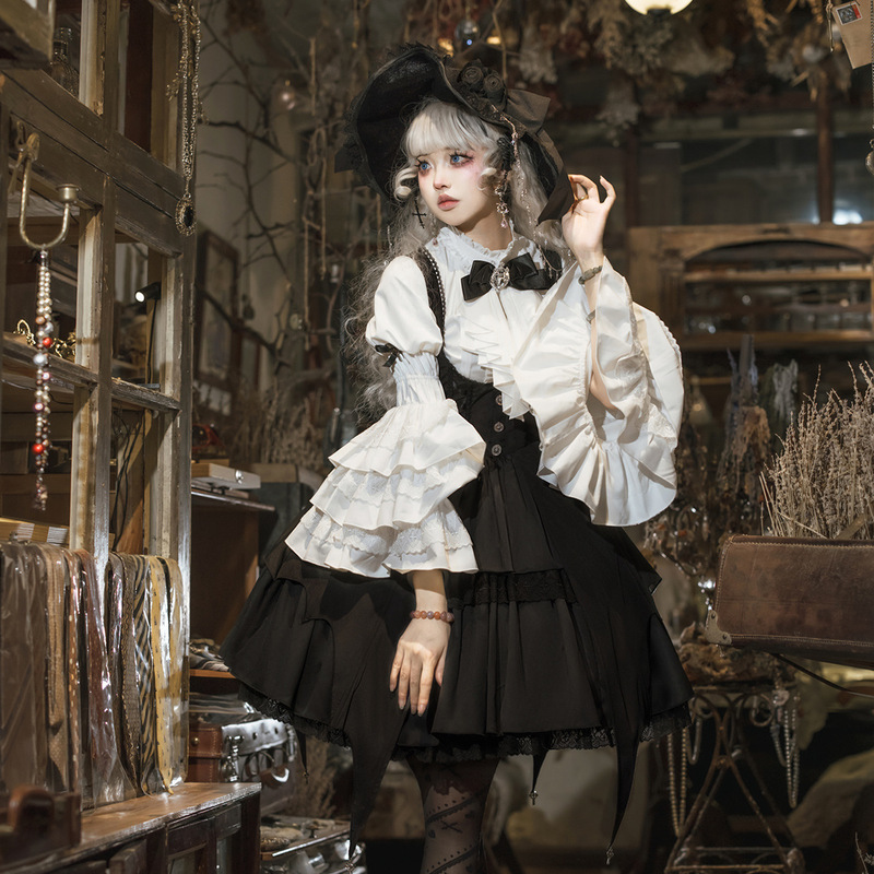 熊逗醤オリジナル朝セイ魔女ロリータ女Lolita帽子シャツバックスカートかわいい風セット7150|undefined