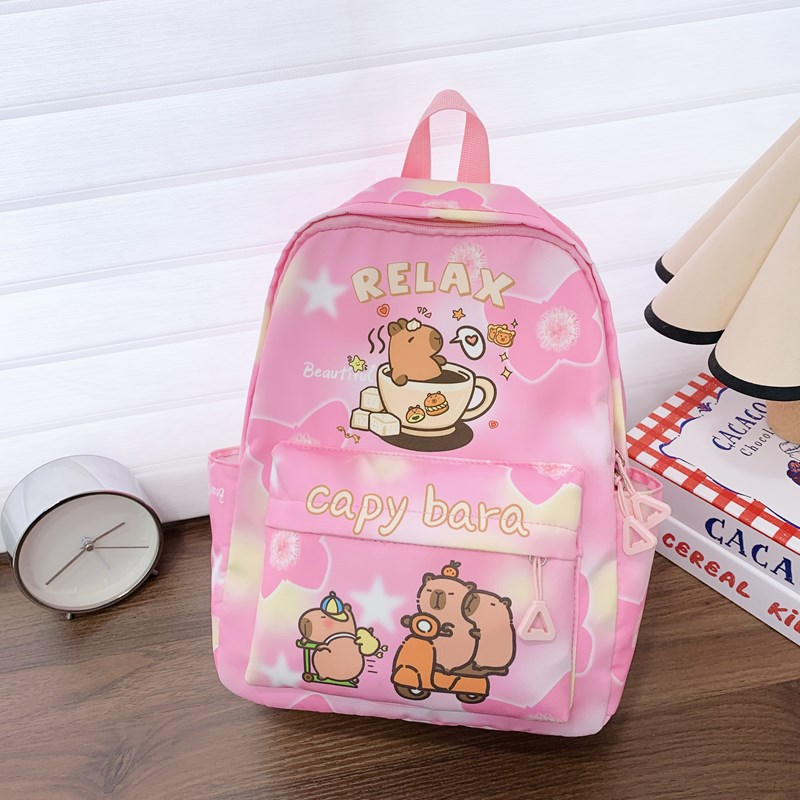 Nuevas mochilas transfronterizas para niños jardín de infantes para niños niñas lindas mochilas de dibujos animados al aire libre ocio capibara
