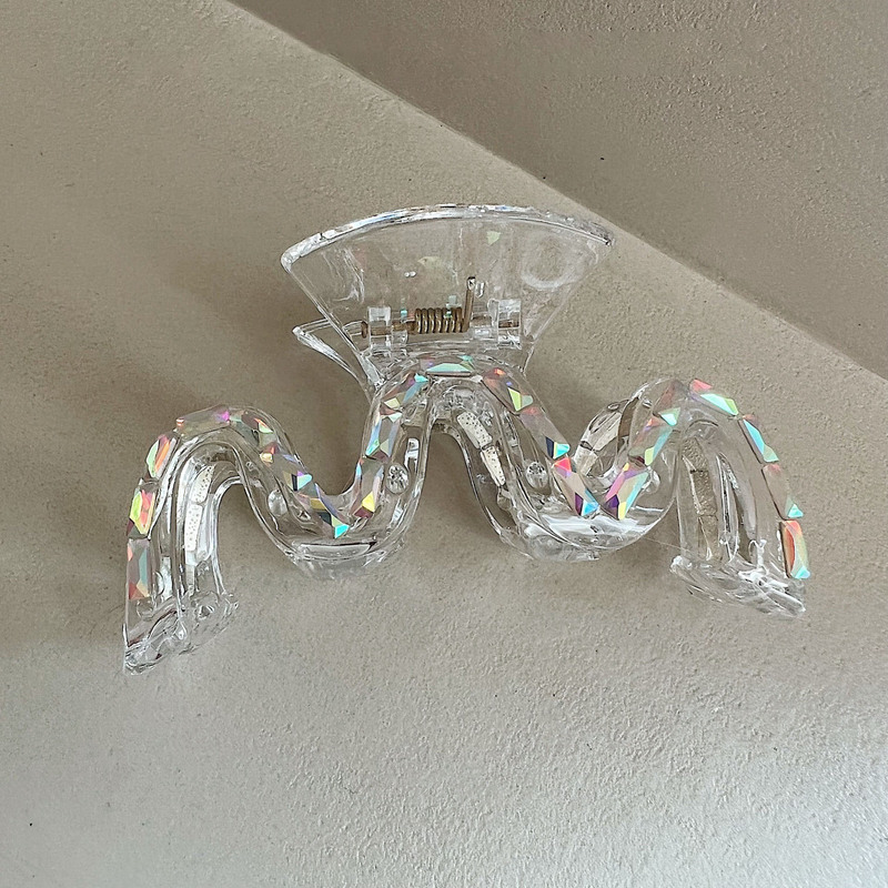 Blingキラキラ超閃波クリップ気質シンプル大後頭部ヘアクリップ怠惰風サメクリップ|undefined