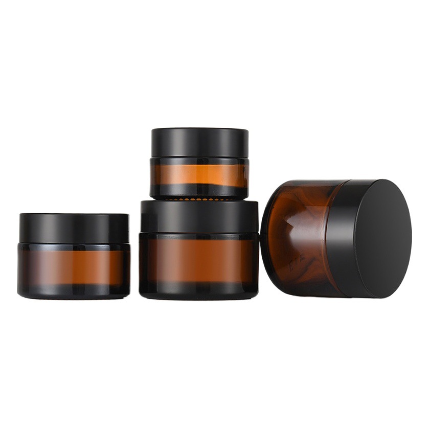 Tarro de crema de vidrio marrón de 50 g, tarro de crema facial y para ojos de 30 g, tarro de embalaje cosmético a prueba de luz de 100 g, botella a prueba de luz