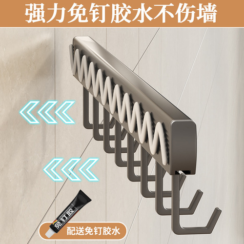 No-punch kitchen hook rack hanging rod wall hanging multi-functional kitchen utensils strong adhesive hanging rack spoon shovel storage rack