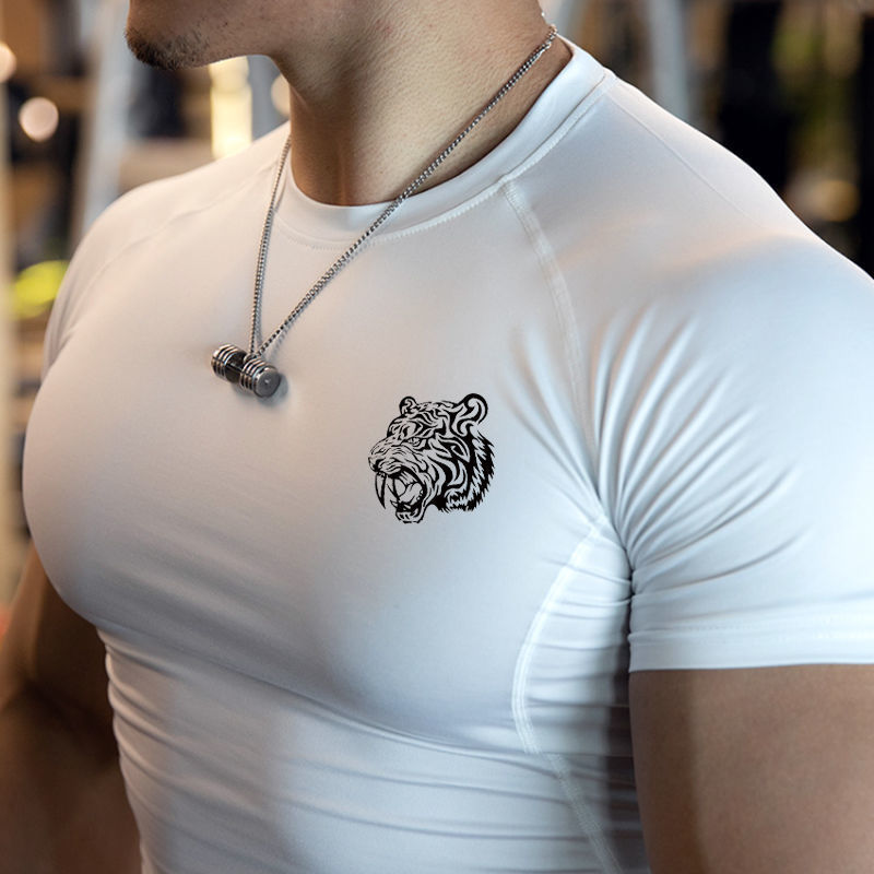 V0Z Summer New Fitness Clothes Men's Quick-Drying Stretch Tight Clothing Sports Short-Sleeved Top Training T-Shirt