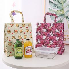 Cartoon cute waterproof foldable storage thermal lunch bag with ice bag meal box for picnic