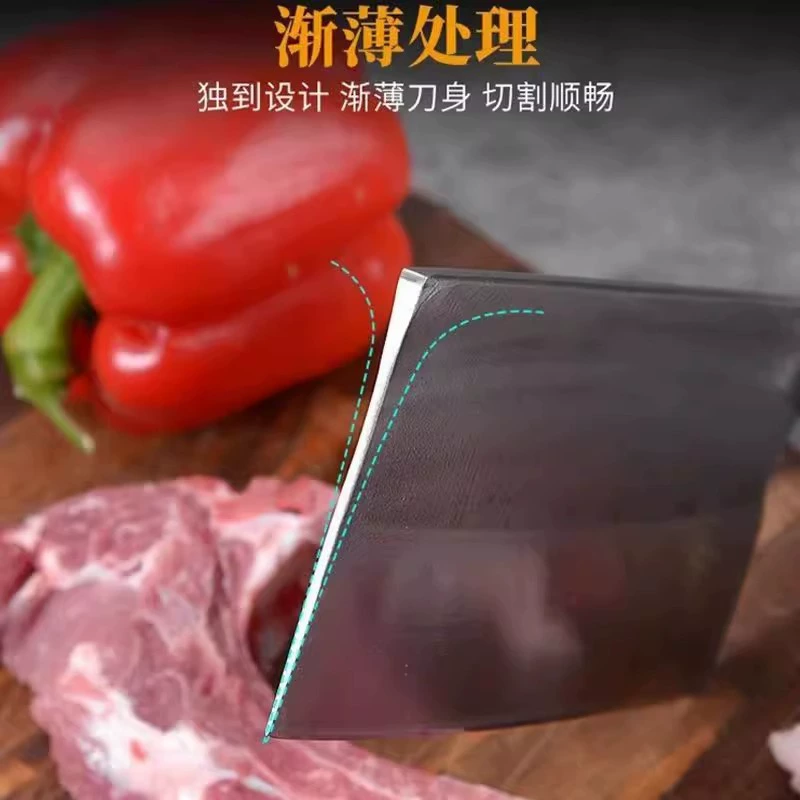 Утолщённый разделочный нож для готовых блюд, вощёная кухонная рукоять, с утолщённой спинкой, кованый, универсальный для коммерческого и домашнего использования