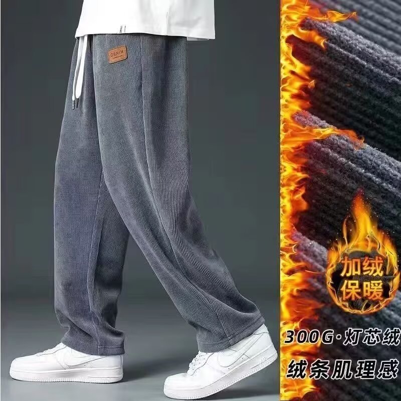 Pantalones casuales de cordillera para hombres otoño y invierno recto colgando pantalones de moda sueltos y pantalones deportivos de cordillera gruesos para hombres