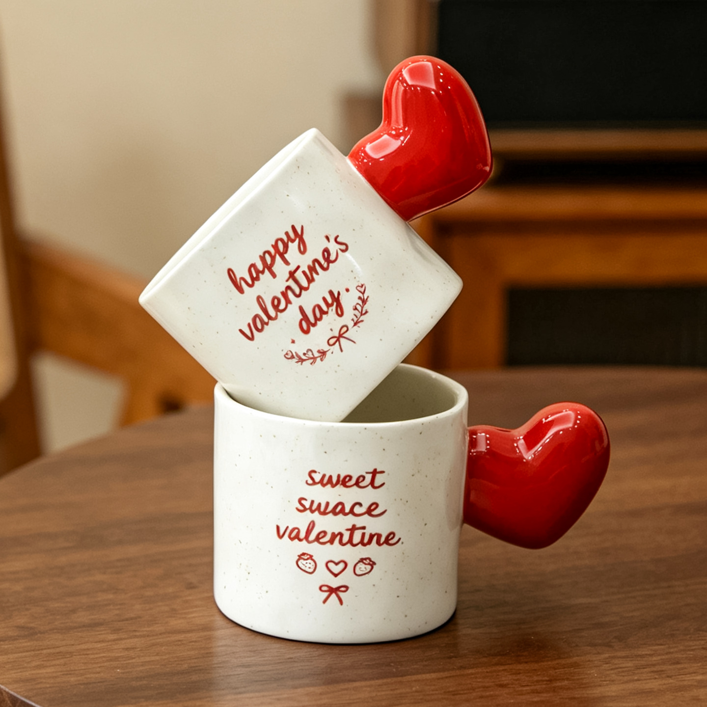 Taza de Cerámica con Forma de Corazón, Resistente a Altas Temperaturas, Apto para Microondas, para San Valentín