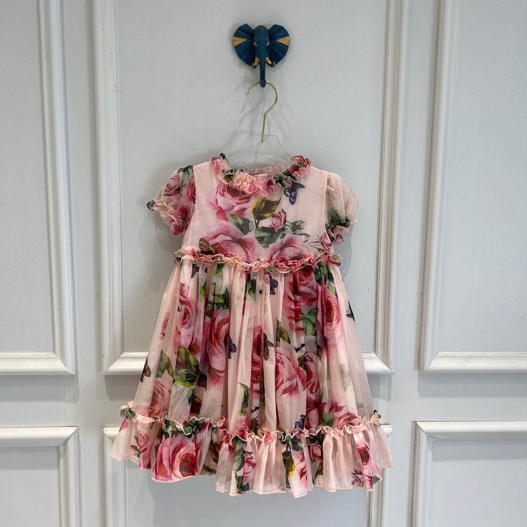 Children's New Dress Korean Style Little Girl Summer Princess Dress Flower Imitation Silk Doll Dress Fairy Dress
