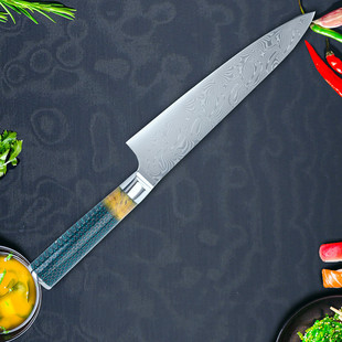 67-layer VG10 kitchen knife cross-border meat slicing fish knife pickling honeycomb handle new Damascus cooking knife